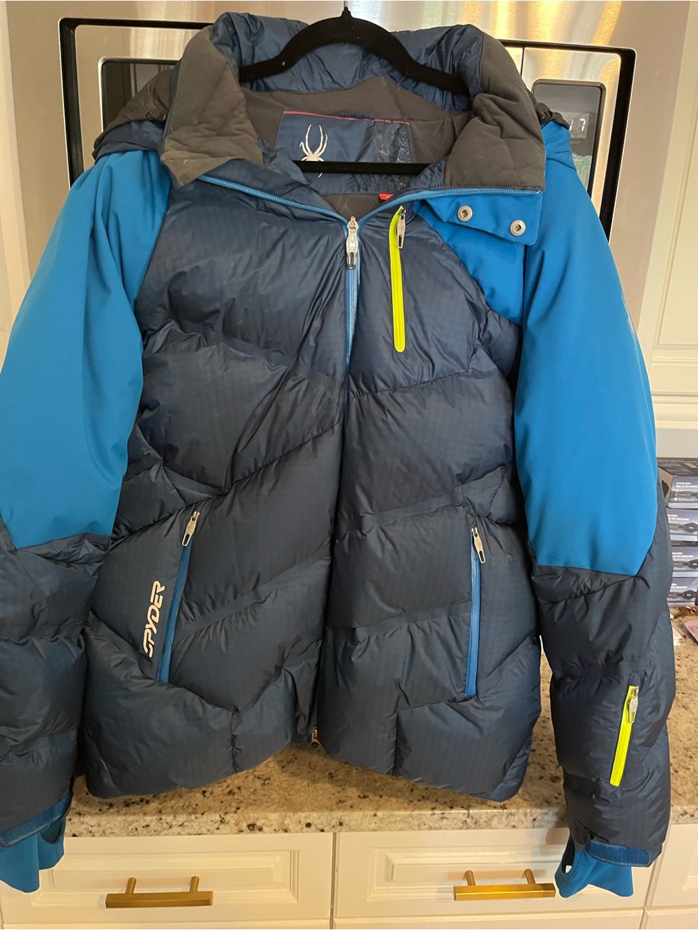 SPYDER DOWN SKI JACKET HI END GOOD CONDITION ARM VENTS POWDER BIB MENS XXL flaws